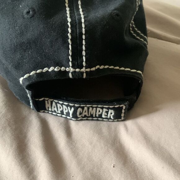 Baseball Hat Happy Camper Camp Fire Patch Embroidery KBETHOS Vintage - Picture 3 of 4